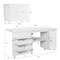 White MDF Folding Sewing Table with Storage Shelves and Wheels for Small Spaces
